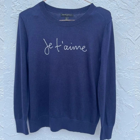 Banana Republic Womens Statement Knitted Sweater Blue Sz Medium - Picture 1 of 9